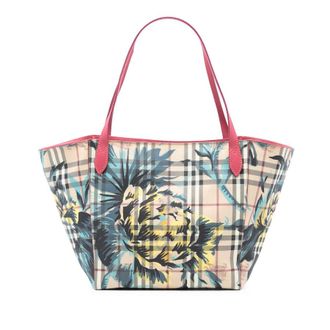 Burberry Pre-owned Burberry Small Haymarket Check Floral Print Coated Canvas Canterbury Tote TIVITP1262