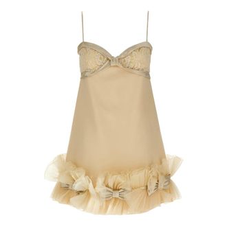 Valentino Garavani Short Dresses, female, Beige, XS, Crepe Couture Mini Dress