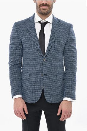 Corneliani CC COLLECTION Half-Lined Blazer with Pied-de-Poule Pattern size 50