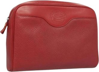 Burberry Pre-owned Clutches, female, Red, Size: ONE SIZE Pre-owned Leather Pouch