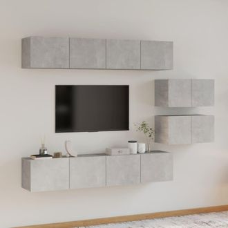 vidaXL Vidaxl - Set De Muebles De Tv 6 Pzas Madera Contrachapada Gris Hormig&oacute;n