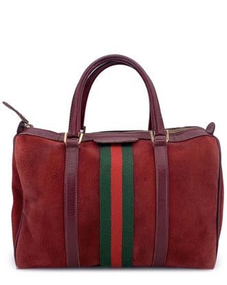 Gucci Red Suede Boston Handbag (Authentic Pre-Loved)