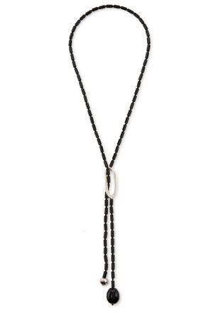 Agmes Annaya Lariat Sterling Silver Beaded Necklace - Black - One Size
