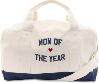 Favorite Daughter Mom of the Year Embroidered Canvas Duffle Bag in Natural Navy Blaze at Nordstrom