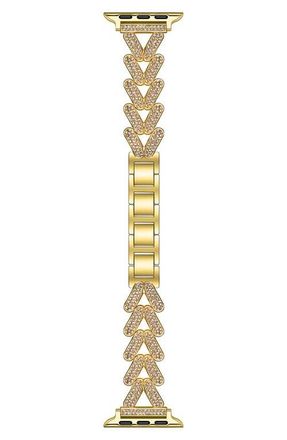 Posh Tech Valentina Stainless Steel & Rhinestone Apple Watch Bracelet Watchband in Gold at Nordstrom