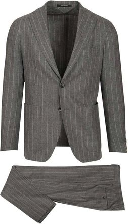 Tagliatore Montecarlo Pinstriped Suit - male - Tagliatore - Single Breasted Suits - Gray - XL - Suits