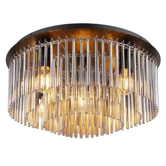 Netlighting Gorley Ceiling Light Matt Black Smoke Glass Shade 5x E27