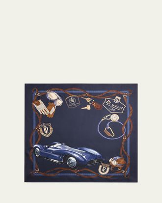 Ralph Lauren Purple Label Mens Rl Speed Club Hemp and Cotton Pocket Square