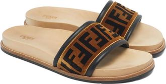 Fendi Sandali in velluto con motivo Zucca - Marrone