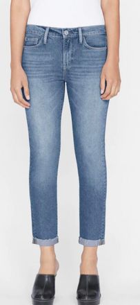 Frame Denim Le Garcon Rolled Raw After Jeans In Deepwater