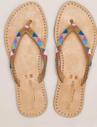 Laidbacklondon Womens Seri Sandals In Tan And Blue