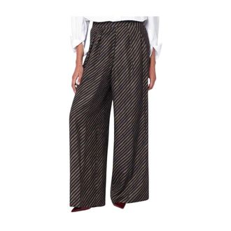 Dries Van Noten Wide Trousers, female, Brown, Size: 2XS Elegant Wool Blend Trousers