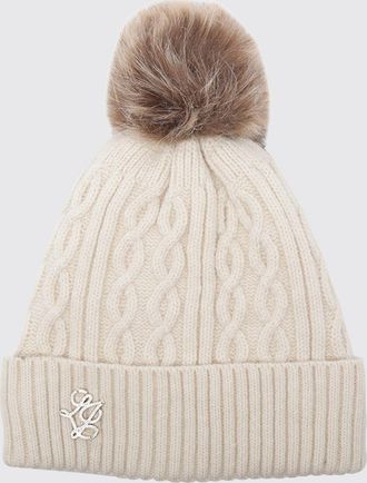 Liu Jo Berretto beanie in misto lana con pompon e risvolto con monogramma