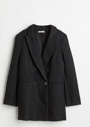 H&M Gerader Blazer aus Boucl&eacute; - Schwarz