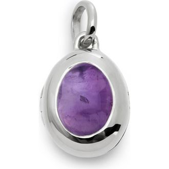 Monica Vinader Birthstone Locket Pendant in Sterling Silver /Amethyst at Nordstrom