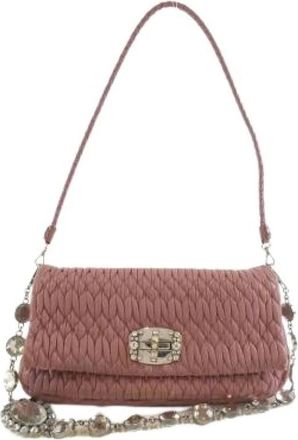 Miu Miu Pre-owned Shoulder Bags, female, Pink, Size: ONE SIZE Pre-owned Nappa Cristal Shoulder Bag