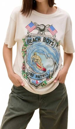 Daydreamer Beach Surf Patrol Boyfriend Tee In Dirty White