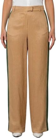 Kaos Kaos, Broeken, Dames, Beige, M, Wide Broeken