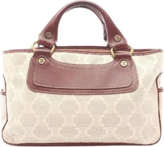 Celine Pre-owned Boogie Bag Canvas Leather Handbag - Dames - Vintage Handtas - Beige - ONE Size - Leer - Vintage