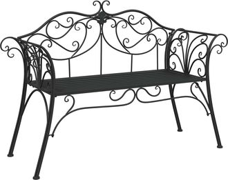 vidaXL Banco De Jard&iacute;n 2-n&uacute;mero De Plazas 130 X 47 X 90 Cm Acero Negro Vidaxl