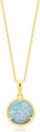MAX + STONE 14k Yellow or White Gold Roped Halo 6mm Round Gemstone Pendant Necklace