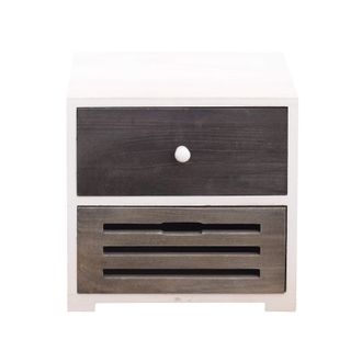 Mobili Rebecca Mobili Rebecca - Rebecca Mobili Mesilla De Noche 2 Cajones Madera Blanco Gris 36x35x24