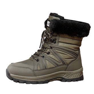 Generic Hiking Boots Men Plus Size Outdoor Winter Shoes Mid Calf Footwear Fleece Lined Warm Cosy Snow Boot Waterproof Trekking Boots