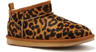 Australia Luxe Cosy Ultra Short Genuine Shearling Bootie in Leopard at Nordstrom Rack, Size 5