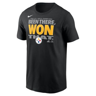 Nike Pittsburgh Steelers 2025 AFC North Champions Trophy Collection Nike Mens NFL T-Shirt in Black | N19900A7LZ-KZ5