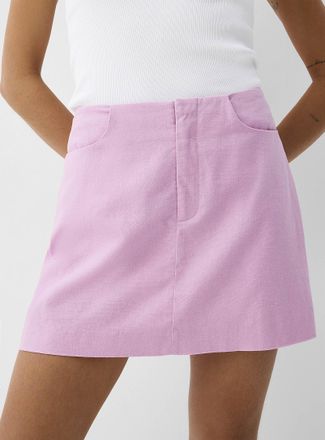 Icone Womens Minimalist linen-blend miniskirt