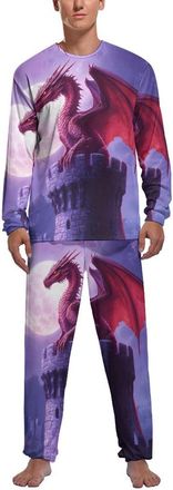 Generic Dragon Mens Pajamas Set Long Sleeve Shirts And Bottoms Pj Sets Soft Sleepwear Lounge Set