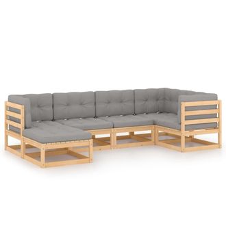 vidaXL 6 Pcs Garden Lounge Set Con Cojines De Pino De Pino S&oacute;lido - 221782