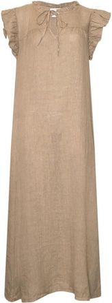 Tiffany & Co. Frill Lange Jurk - Dames - Casual kleedjes - Beige - M/L - Kleedjes