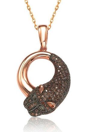 Suzy Levian 14K Rose Gold Plated Sterling Silver Chocolate CZ Pendant Necklace at Nordstrom Rack