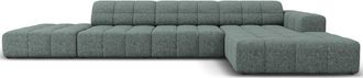 BLOOMINGLOFT 5-Sitzer Design Ecksofa Chicago mit Ottomane links/Eckteil rechts, Chenille-Bezug