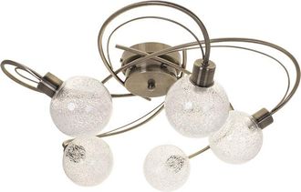 Fabrilamp Plaf&oacute;n Vita 5xg9 Al.23xd.53cm Cuero Con Bolas De Cristal Transparentes
