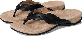 Vionic Bella Braid Thong Sandals Womens Wedge Shoes Black Leather : 8.5 M