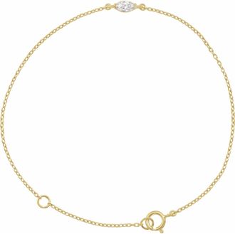 Diamond2Deal 14k Yellow Gold 1/4 CT Lab-Grown Diamond Bracelet 6.5 with 1 Ext