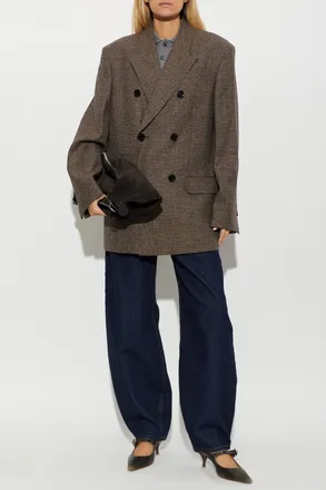 Ami Wool Blazer With Double Vent, Womens, Brown