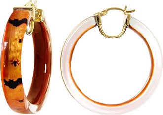 Gold & Honey Womens Bats And Spiders Illusion Lucite Hoops In Brown