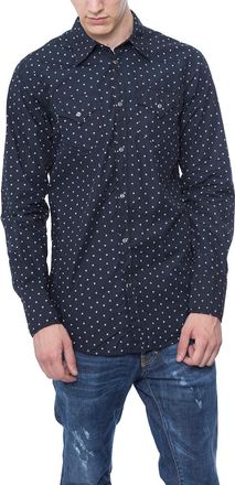 Dsquared2 Mens Patterned Western Shirt - Navy Metal - Size EU 46 (Mens)