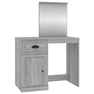 vidaXL Tocador Y Espejo Madera Contrachapada Gris Sonoma 90x50x132,5cm Vidaxl