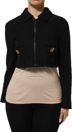 Dolce & Gabbana Womens Black Cotton Full Zip Cropped Coat Jacket Co+01+pa Clothing