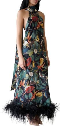 VASILIKI Maliya Feather Dress in Nocturne Botanica at Nordstrom, Size X-Small