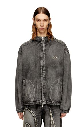 Diesel Hooded jacket in faded denim - Denim Jackets - Unisex - Black