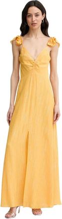 Forte_Forte Maxi Jurk - Dames - Avondkleed - Oranje - XS - Polyester - Kleedjes