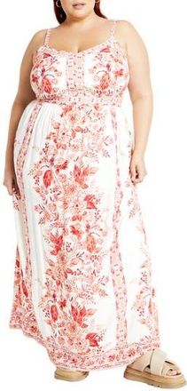City Chic Pretty Thing Floral Maxi Dress in Blush at Nordstrom Rack, Size 3Xl/26W
