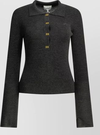 Ganni wool slim-fit polo sweater