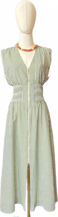THML Clothing Womens Fletcher Sleeveless Striped Midi Dress In Olive