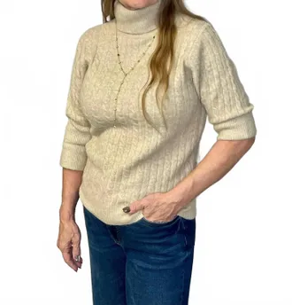 Democracy Cuffed Elbow Sleeve Sweater In Oatmeal